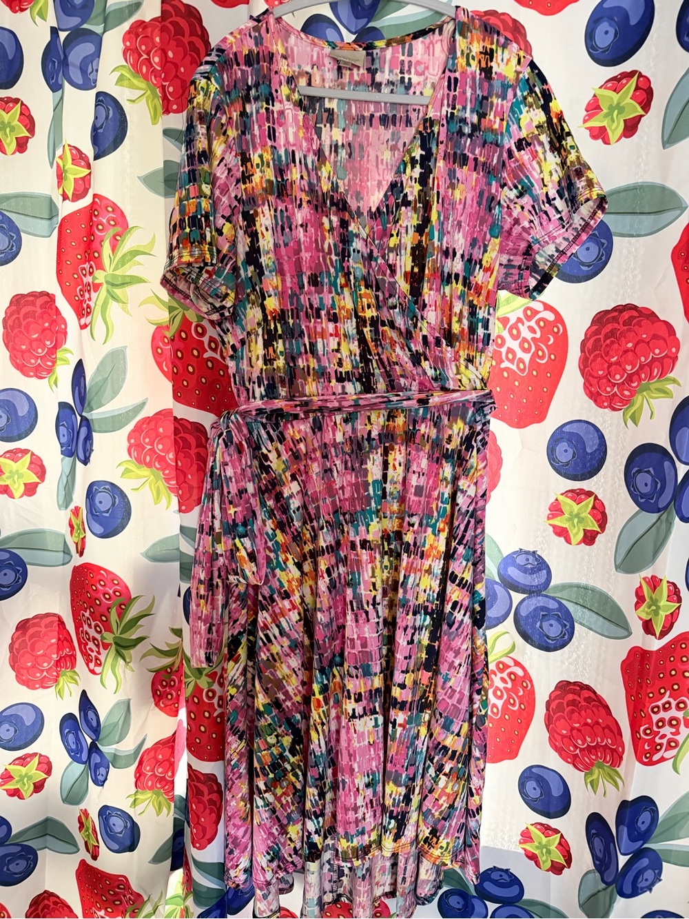 Avenue Pink Multicolor Abstract Midi Dress